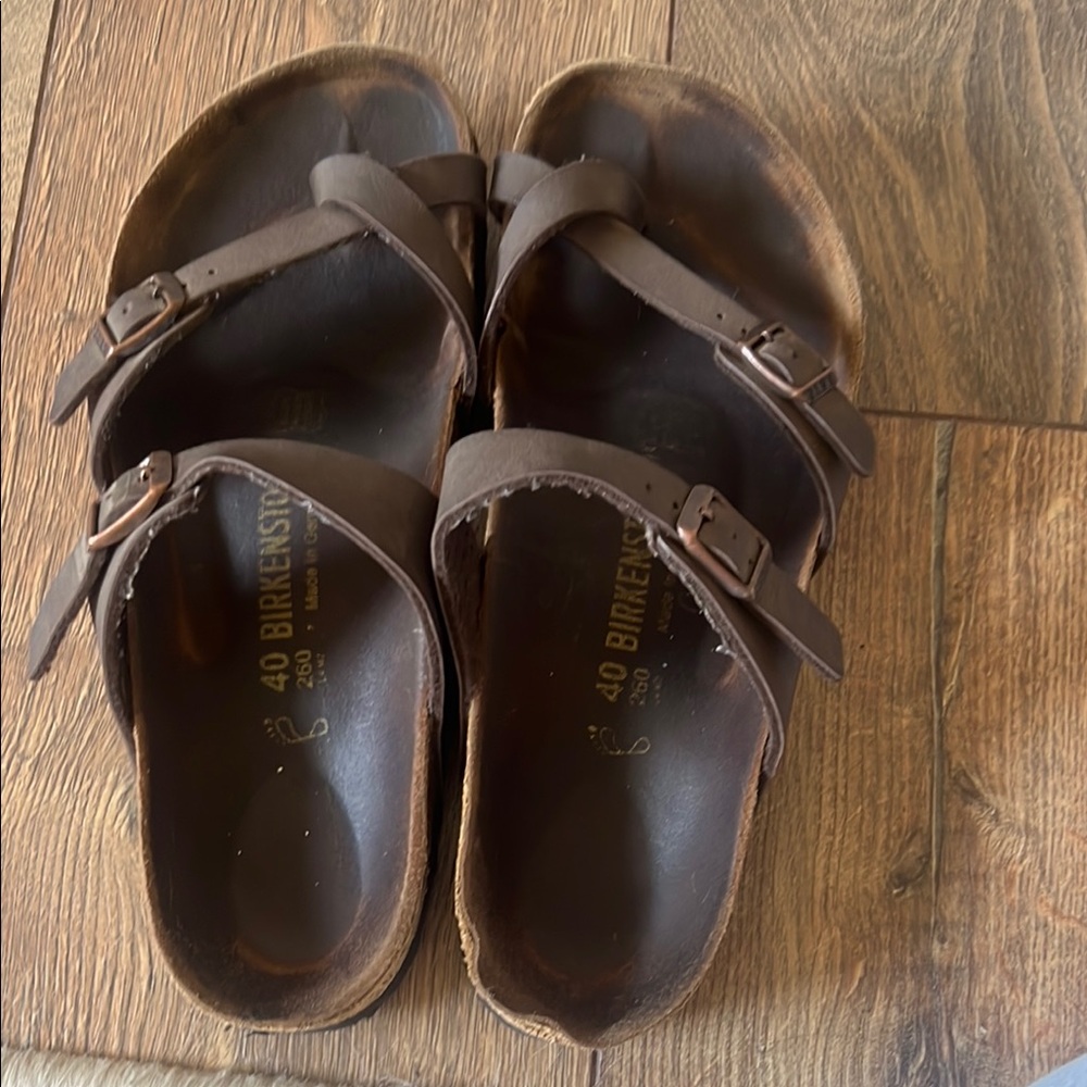 Birkenstock Dark Brown Leather Sandals